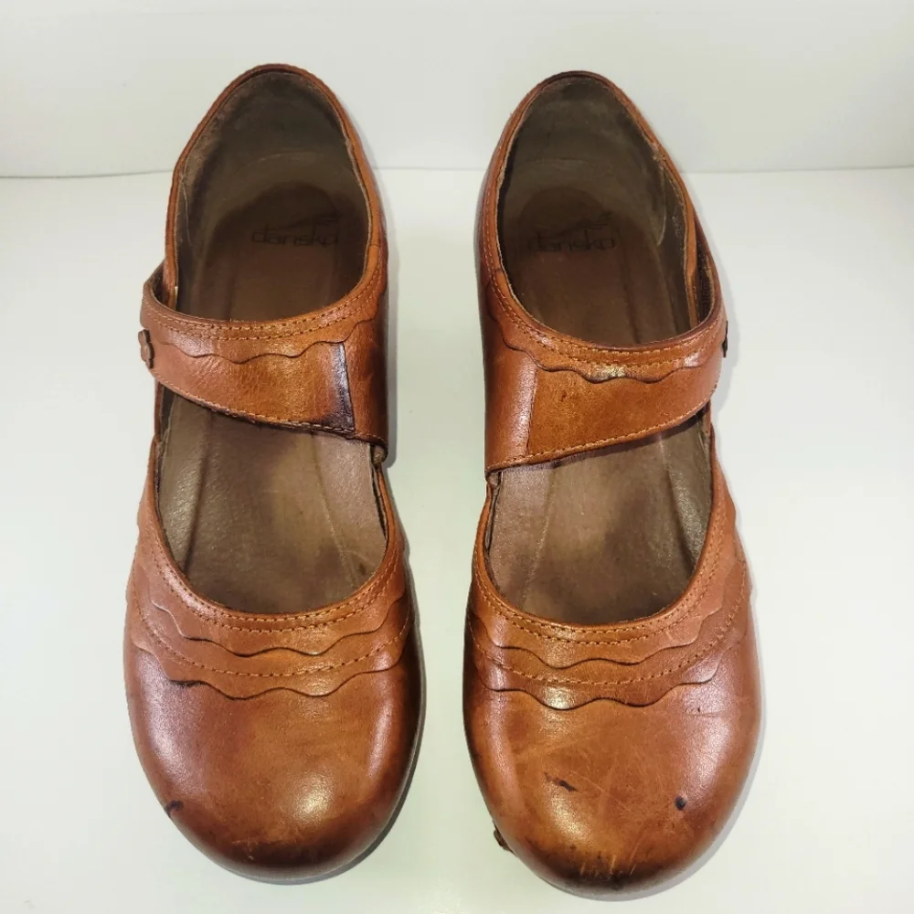 Dansko Brown Leather "Harlow" Clogs Mary Janes 41 - Picture 3 of 7